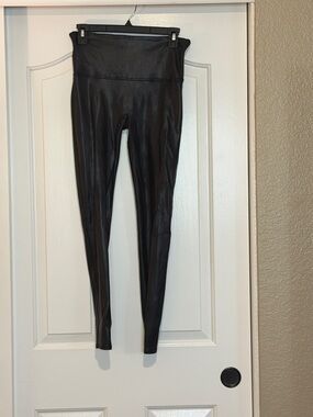 SPANX Faux Leather High-Waist Leggings in Black